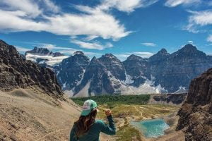 Woman Overlooking Sentinel Pass. 5 Best Hikes: Banff, Alberta