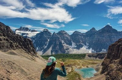 Woman Overlooking Sentinel Pass. 5 Best Hikes: Banff, Alberta