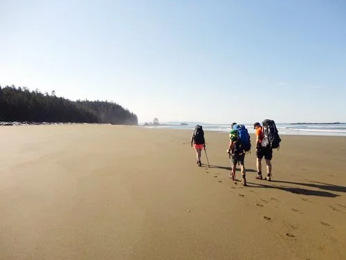 ACMG members on a beach on the West Coast Trail