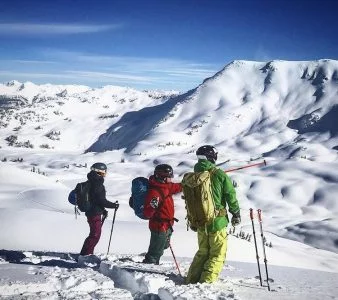 Guide In The Backcountry Showing Snow Safety