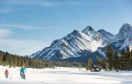 Two People Fat Biking In Canmore