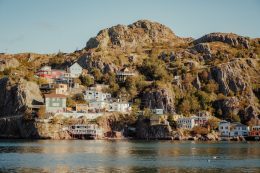 View Of Colourful Houses In St John's Newfoundland From The Ocean