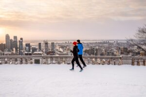 Two Runners On Mount Royal In Montreal In Winter, Courtesy Of Destination Canada