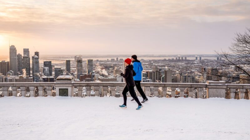 Two Runners On Mount Royal In Montreal In Winter, Courtesy Of Destination Canada